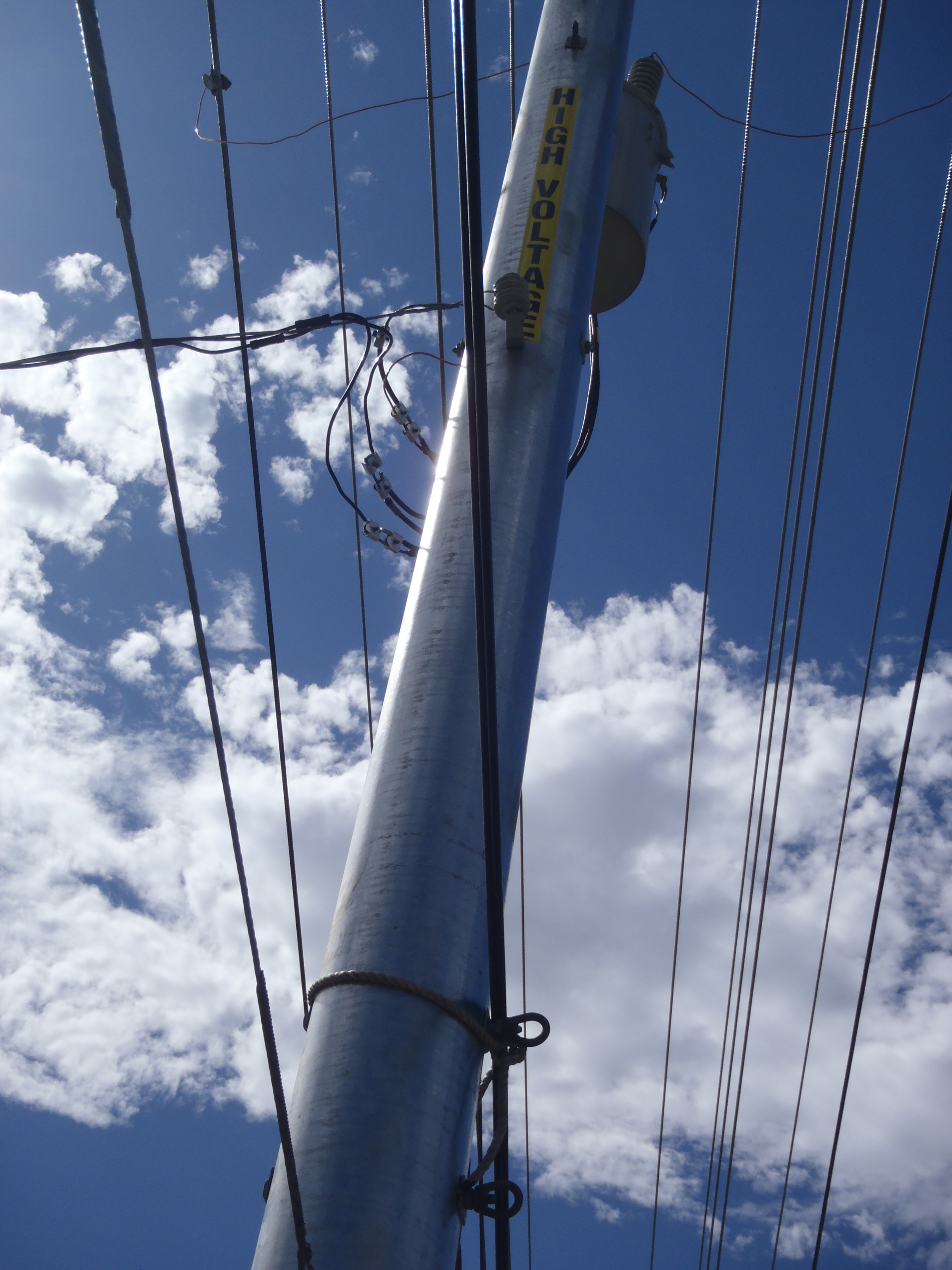 Close up of wires on pole